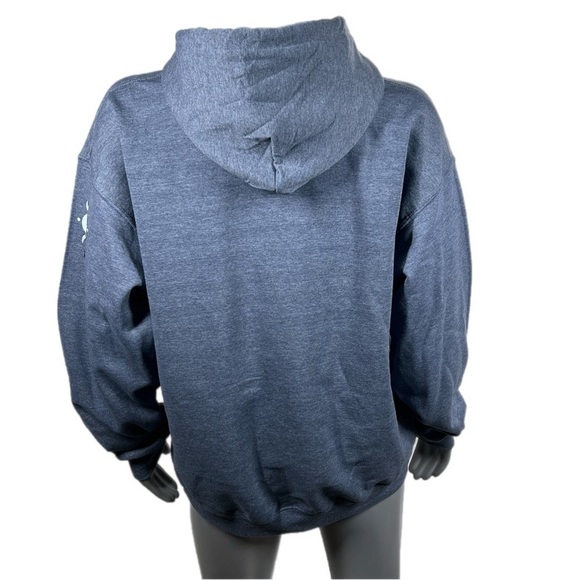 Heather Navy Pullover Hoodie Sweatshirt Voodoo Kitty Doll Quit Playing Graphic - Picture 4 of 9